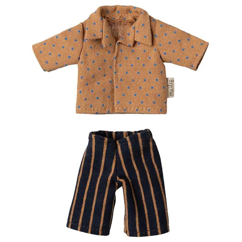 Dotty Shirt & Striped Pants Set for Dad Mouse by Maileg