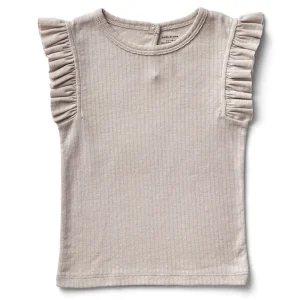 Frill Tee in Dove Pointelle by Soor Ploom - Last One In Stock - 12 Years