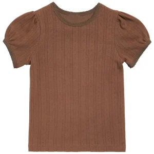 Pointelle Tee in Cinnamon by Little Cotton Clothes