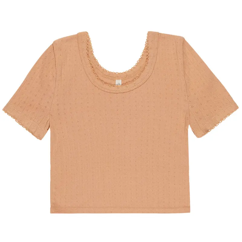 Pointelle Tee in Grapefruit by Rylee & Cru
