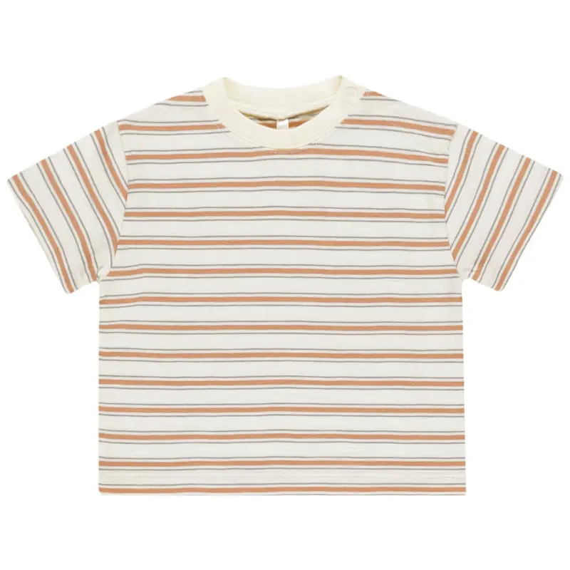 Relaxed Tee in Grapefruit Stripe by Rylee & Cru