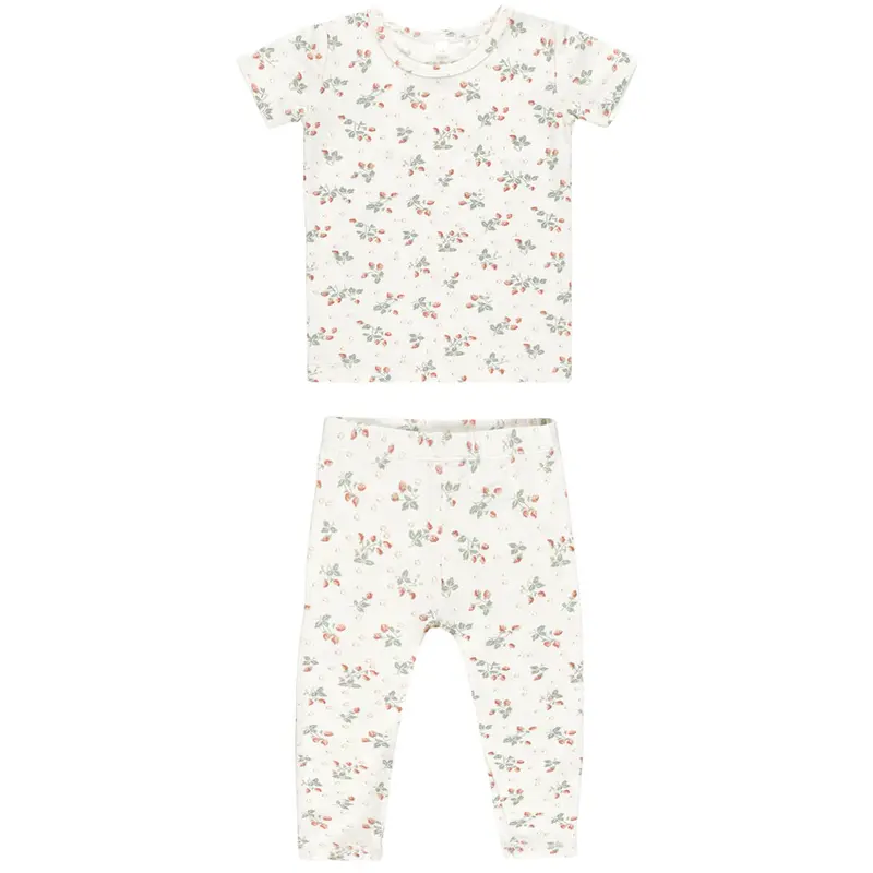 Bamboo Short Sleeved Pyjama Set in Strawberries by Quincy Mae