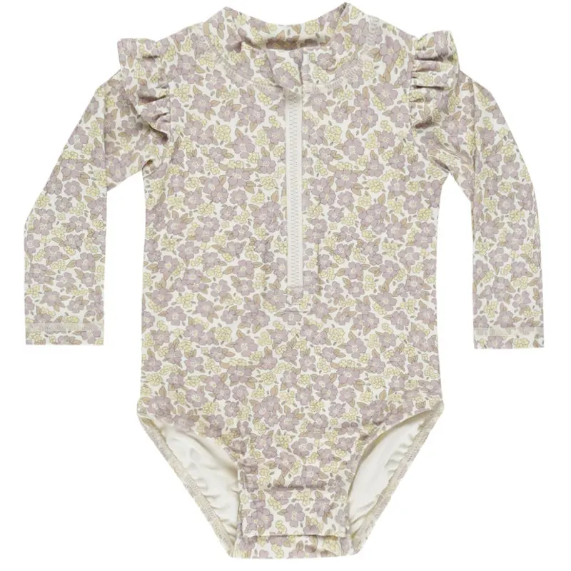 Byron Rashguard One Piece in Purple Floral by Quincy Mae