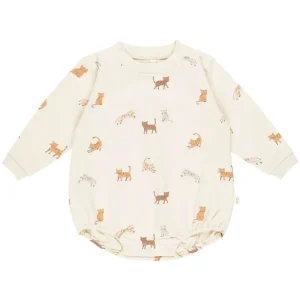 Crewneck Bubble Romper in Cats by Quincy Mae