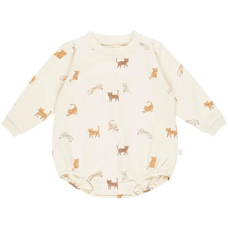 Crewneck Bubble Romper in Cats by Quincy Mae