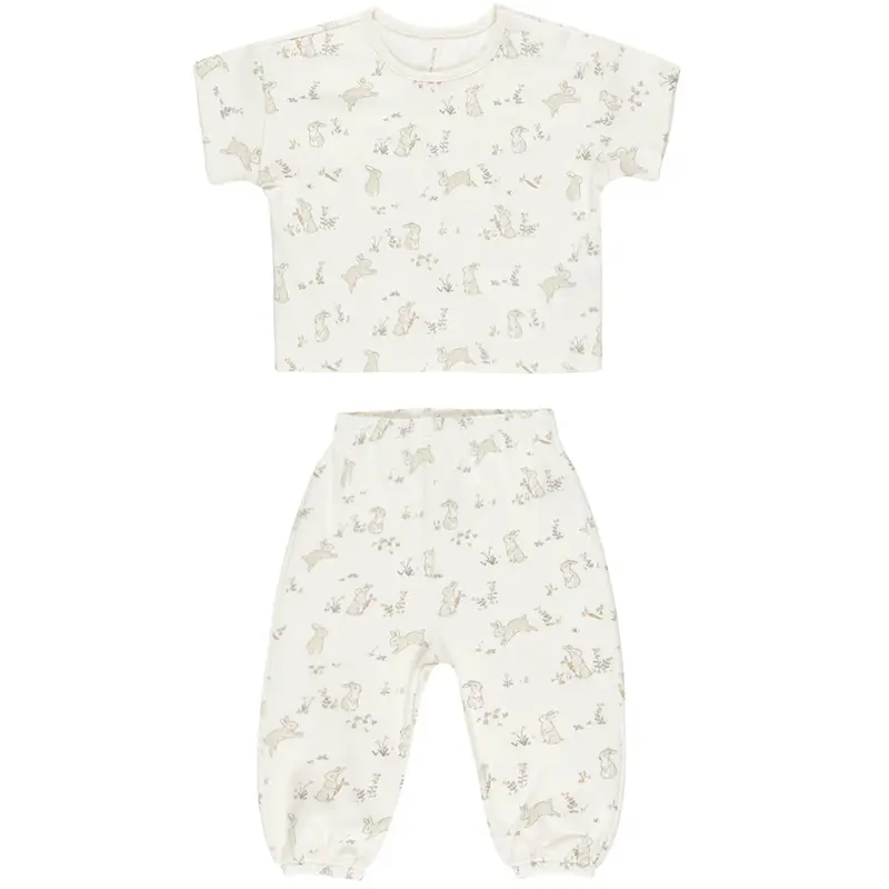 Jersey Tee + Pant Set in Bunnies by Quincy Mae
