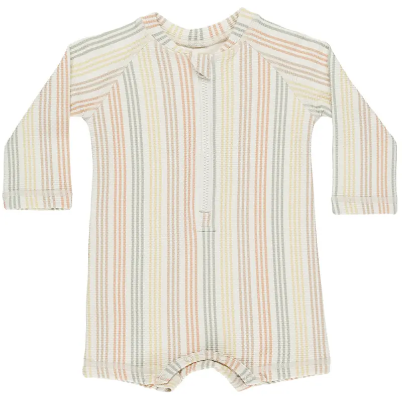 Long Sleeve One-Piece Rashguard in Multi Stripe by Quincy Mae
