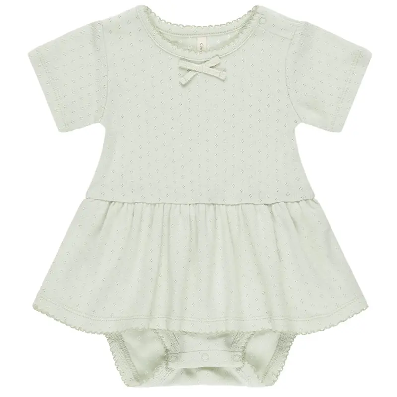 Pointelle Skirted Bodysuit in Mint by Quincy Mae