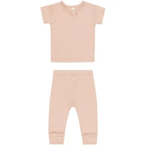 Pointelle Tee and Legging Set in Melon by Quincy Mae