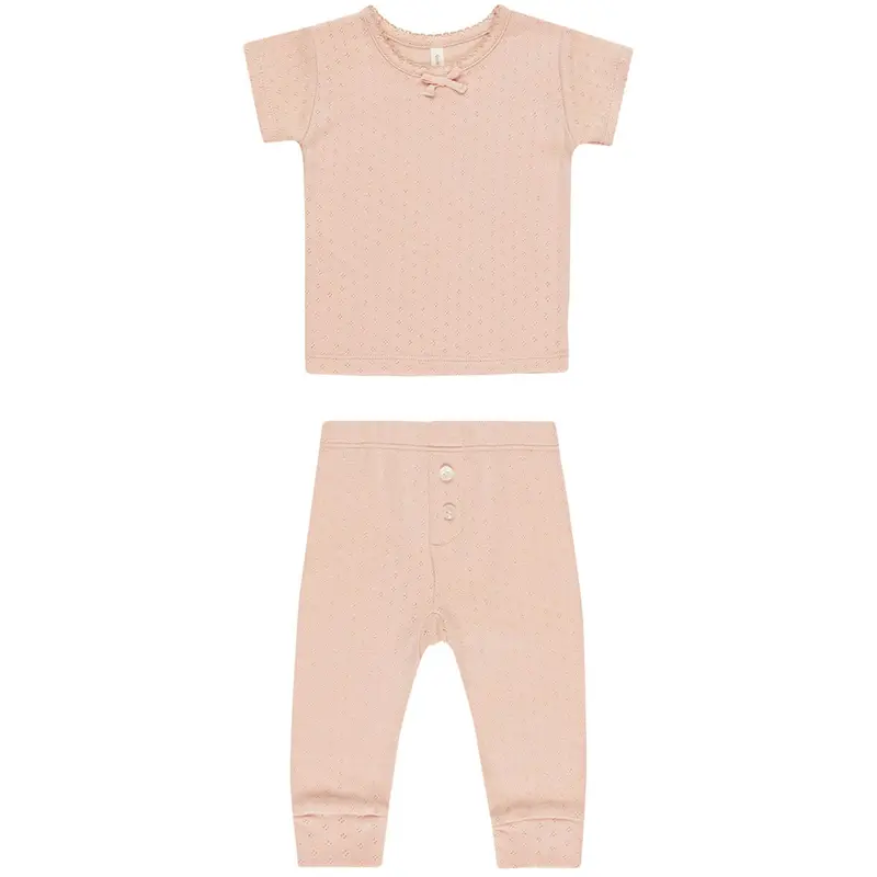 Pointelle Tee and Legging Set in Melon by Quincy Mae