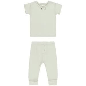 Pointelle Tee and Legging Set in Mint by Quincy Mae