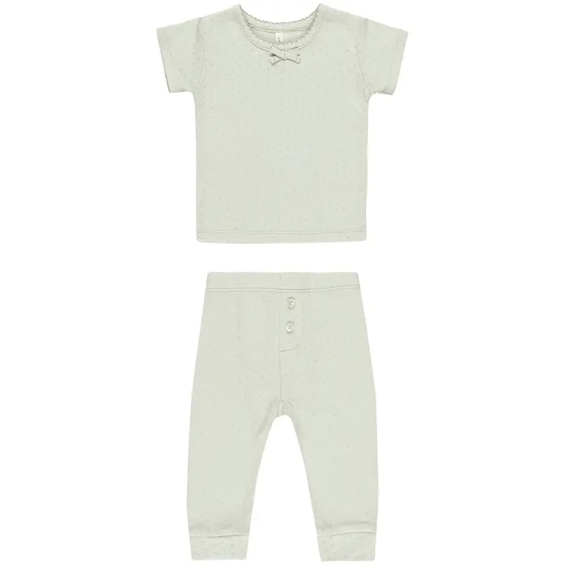 Pointelle Tee and Legging Set in Mint by Quincy Mae