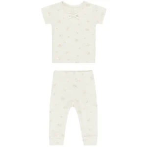 Pointelle Tee and Legging Set in Pink Ditsy by Quincy Mae