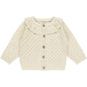 Ruffle Collar Cardigan in Natural by Quincy Mae
