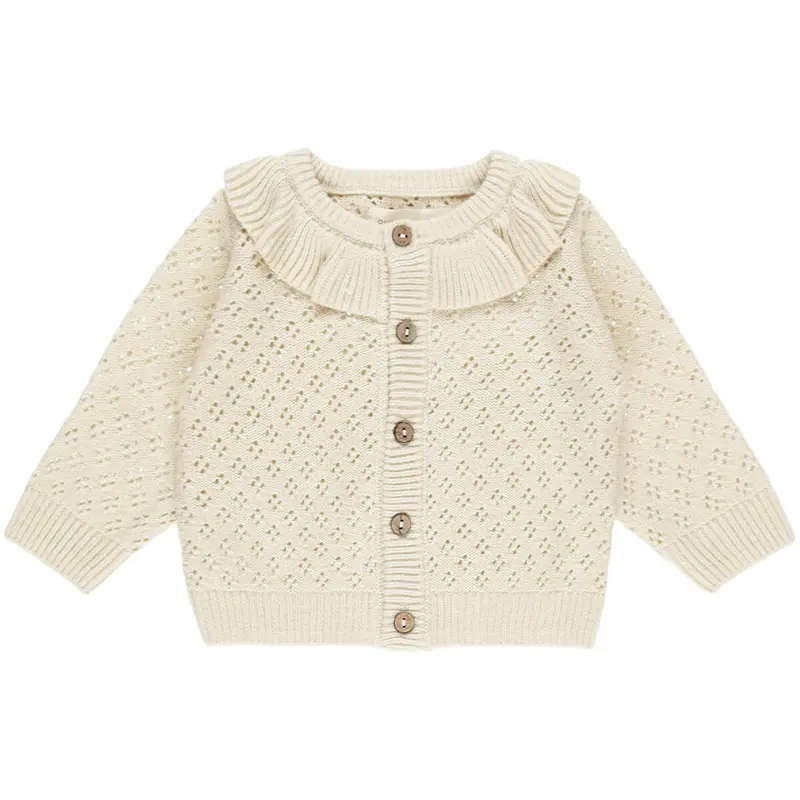 Ruffle Collar Cardigan in Natural by Quincy Mae