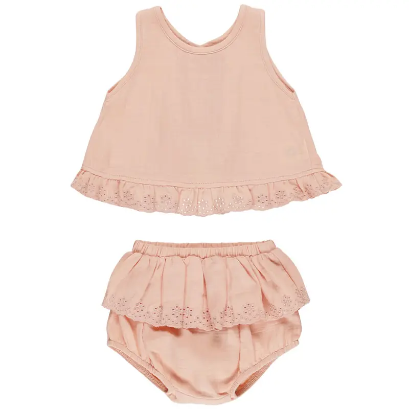 Ruffled Tulip Top + Bloomer Set in Melon by Quincy Mae - Last Ones In Stock - 3-12 Months
