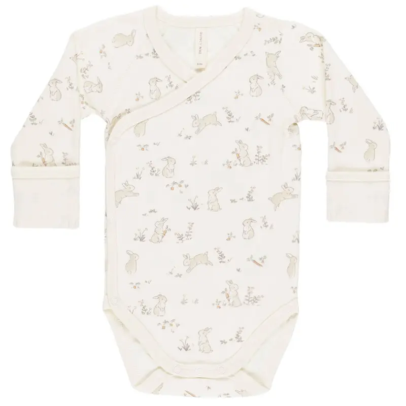Side Snap Bodysuit in Bunnies by Quincy Mae - Last Ones In Stock - 0-6 Months