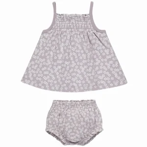 Smocked Tank + Bloomer Set in Lavender Ditsy by Quincy Mae