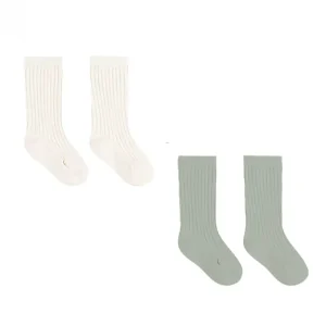 Socks Set in Natural / Sage by Quincy Mae