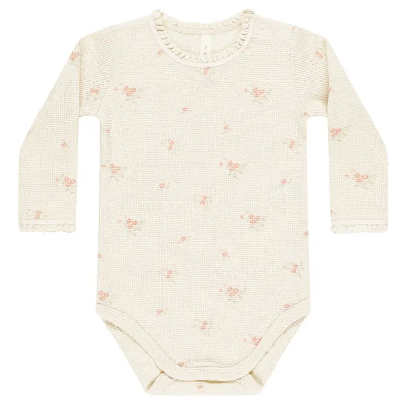 Waffle Long Sleeve Bodysuit in Vintage Rose by Quincy Mae