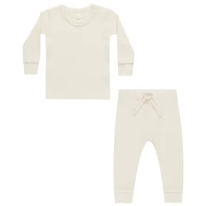 Waffle Top + Pant Set in Natural by Quincy Mae