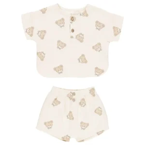 Woven Boxy Top + Short Set in Teddy by Quincy Mae