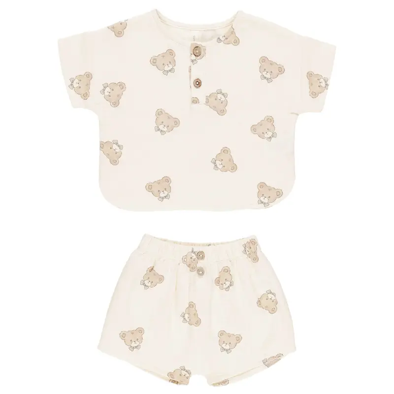 Woven Boxy Top + Short Set in Teddy by Quincy Mae