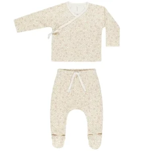 Wrap Top and Footed Pant Set in Primrose by Quincy Mae - Last Ones In Stock - 0-6 Months