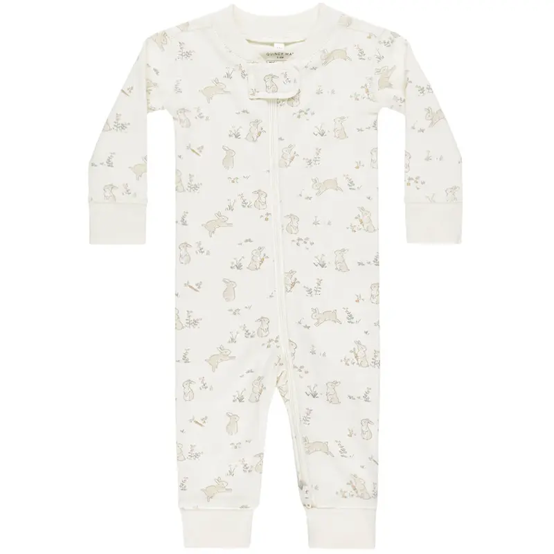 Zip Long Sleeve Sleeper in Bunnies by Quincy Mae