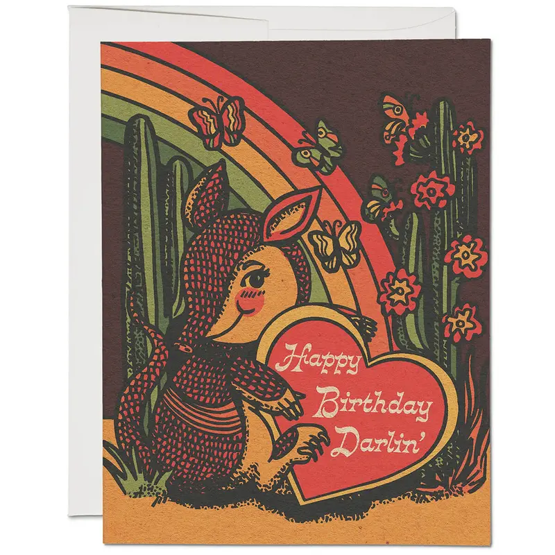 Armadillo Birthday Greetings Card by Red Cap Cards