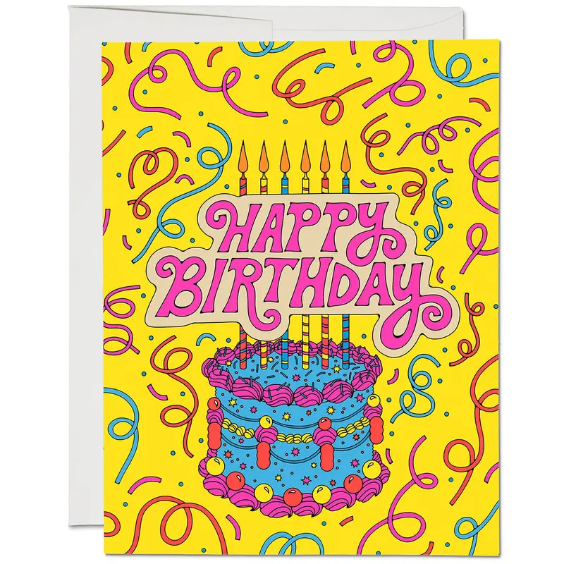Cake and Confetti Greetings Card by Red Cap Cards