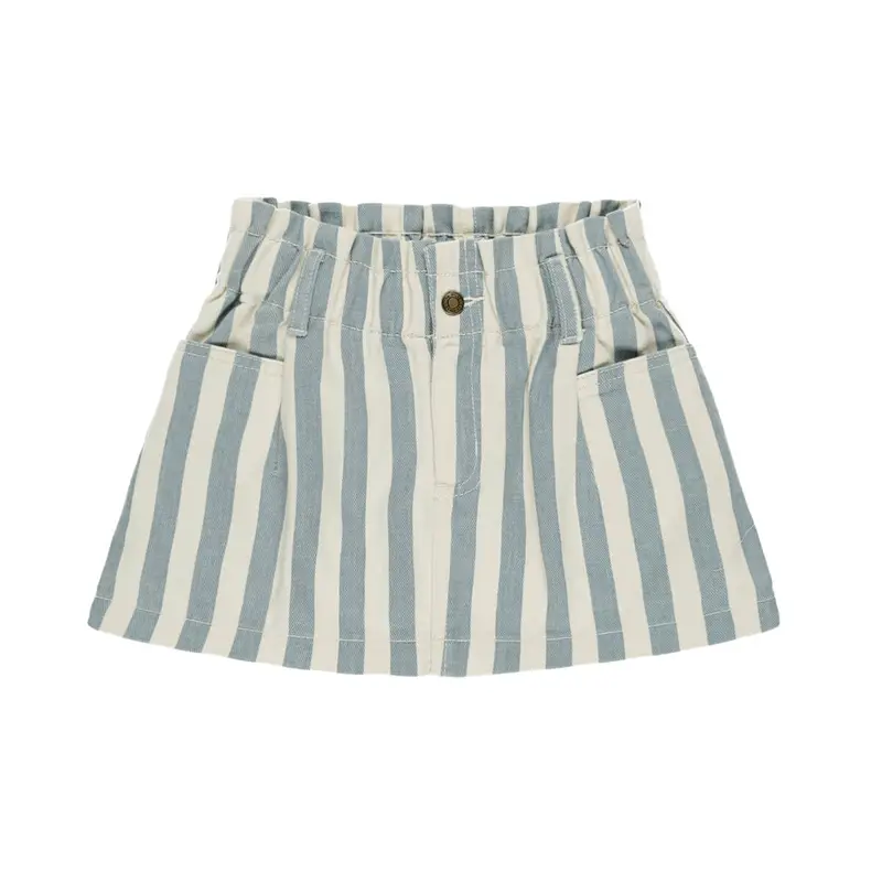 Denim Mini Skirt in Ocean Stripe by Rylee & Cru