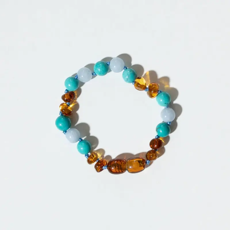 Ocean Kids Bracelet in Amber And Turquoise by Nirrimis