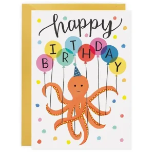 Octopus Balloons Greetings Card by LoveLight Paper