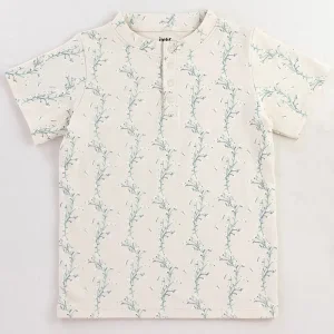 Pima Henley Top in Linen Trellis by Iver & Isla