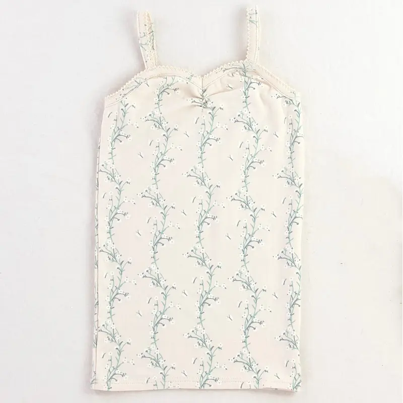 Pima Ruched Camisole in Linen Trellis by Iver & Isla - Last Ones In Stock - 2-4 Years