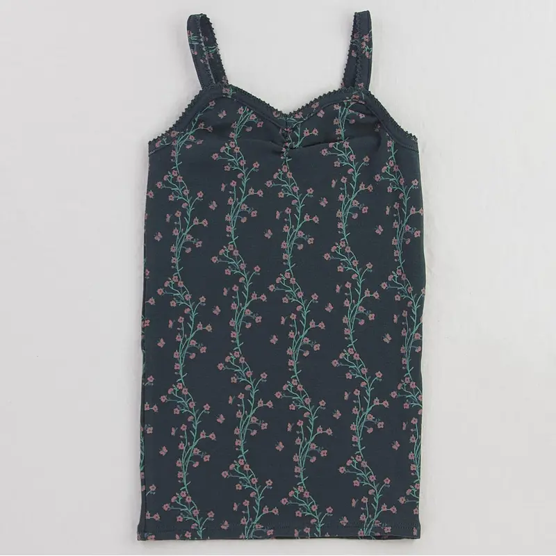 Pima Ruched Camisole in Verdant Trellis by Iver & Isla - Last Ones In Stock - 2-4 Years