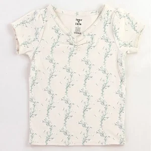 Pima Ruched Tee in Linen Trellis by Iver & Isla