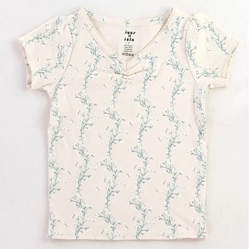 Pima Ruched Tee in Linen Trellis by Iver & Isla