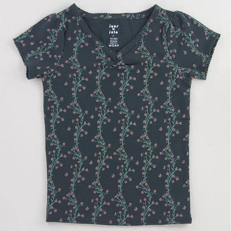 Pima Ruched Tee in Verdant Trellis by Iver & Isla