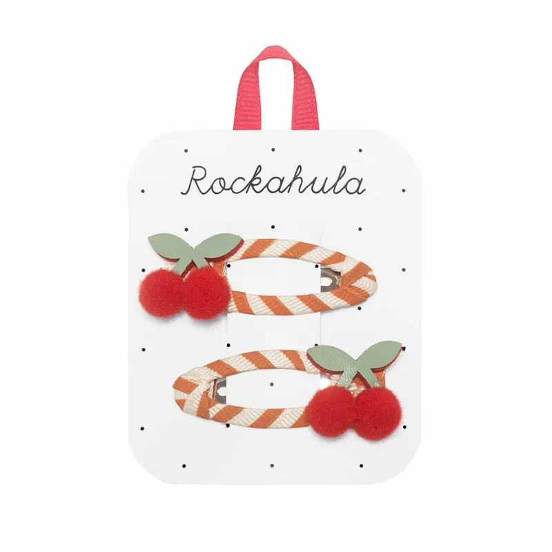 Stripy Cherry Hair Clips by Rockahula
