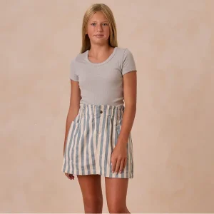 Teen Denim Mini Skirt in Ocean Stripe by Rylee & Cru
