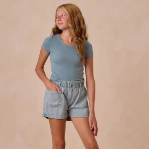 Teen Pointelle Tee in Ocean by Rylee & Cru - Last Ones In Stock - 14-16 Years