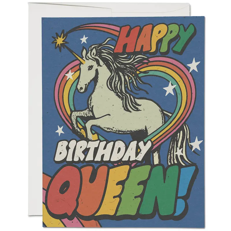 Unicorn Queen Birthday Greetings Card by Red Cap Cards