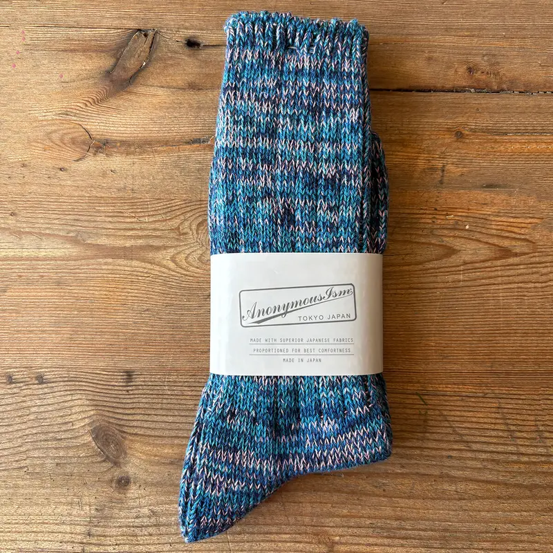 5 Colour Mix Crew Adult Socks in Navy / Pink Mix by Anonymous Ism