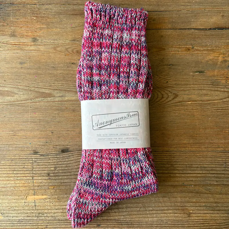 5 Colour Mix Crew Adult Socks in Red Mix by Anonymous Ism