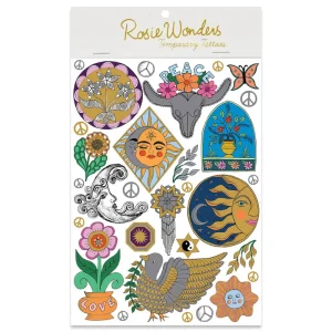 70s New Age Temporary Tattoos (A5 Size) by Rosie Wonders