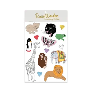Animals Temporary Tattoos (A6 Sheet) by Rosie Wonders