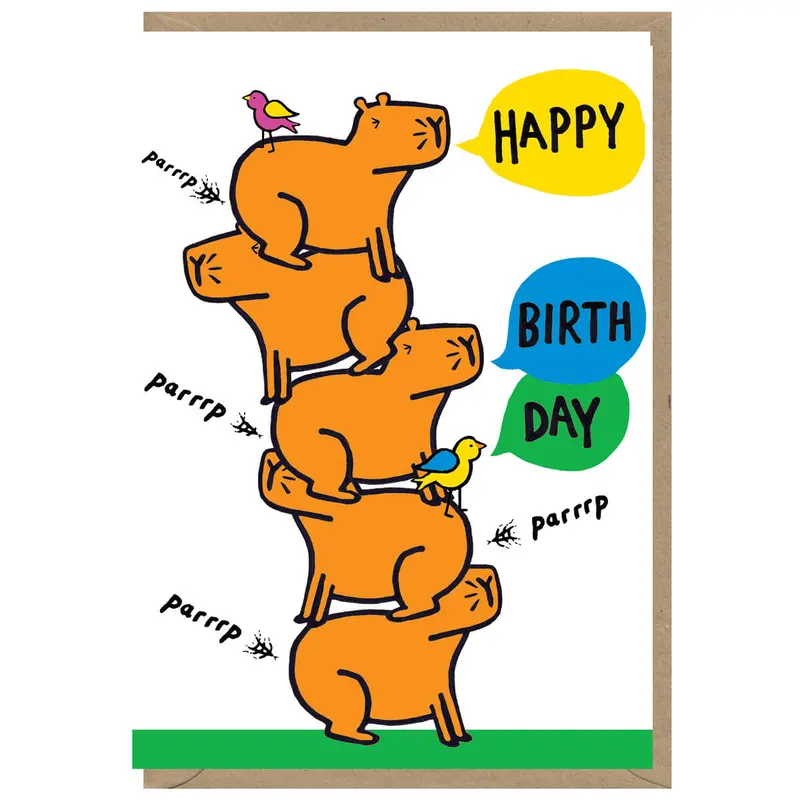 Capybara Birthday Greetings Card by Dominic Early for Earlybird Designs