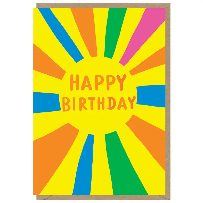 Happy Birthday Colourful Sun Greetings Card by Dominic Early for Earlybird Designs